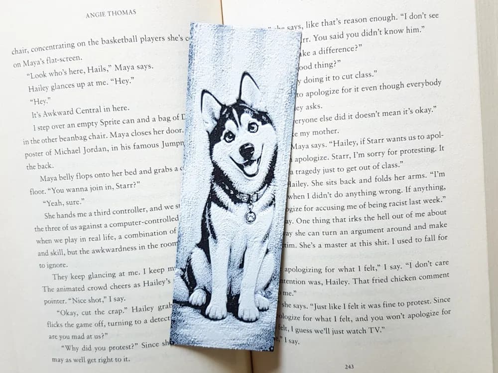Bookmark, Cute Puppy Dog, Siberian Husky by Dame Jo HueForge model: Bookmark, Cute Puppy Dog, Siberian Husky by Dame Jo
