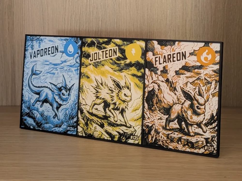 Vaporeon, Jolteon & Flareon Hueforge & Frame Vaporeon, Jolteon & Flareon Hueforge & Frame