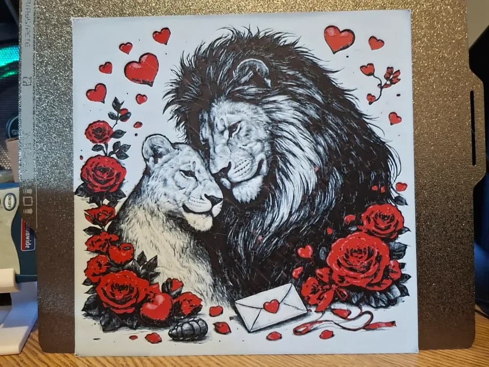 Lion love - Hueforge by 3dGlow HueForge model: Lion love - Hueforge by 3dGlow