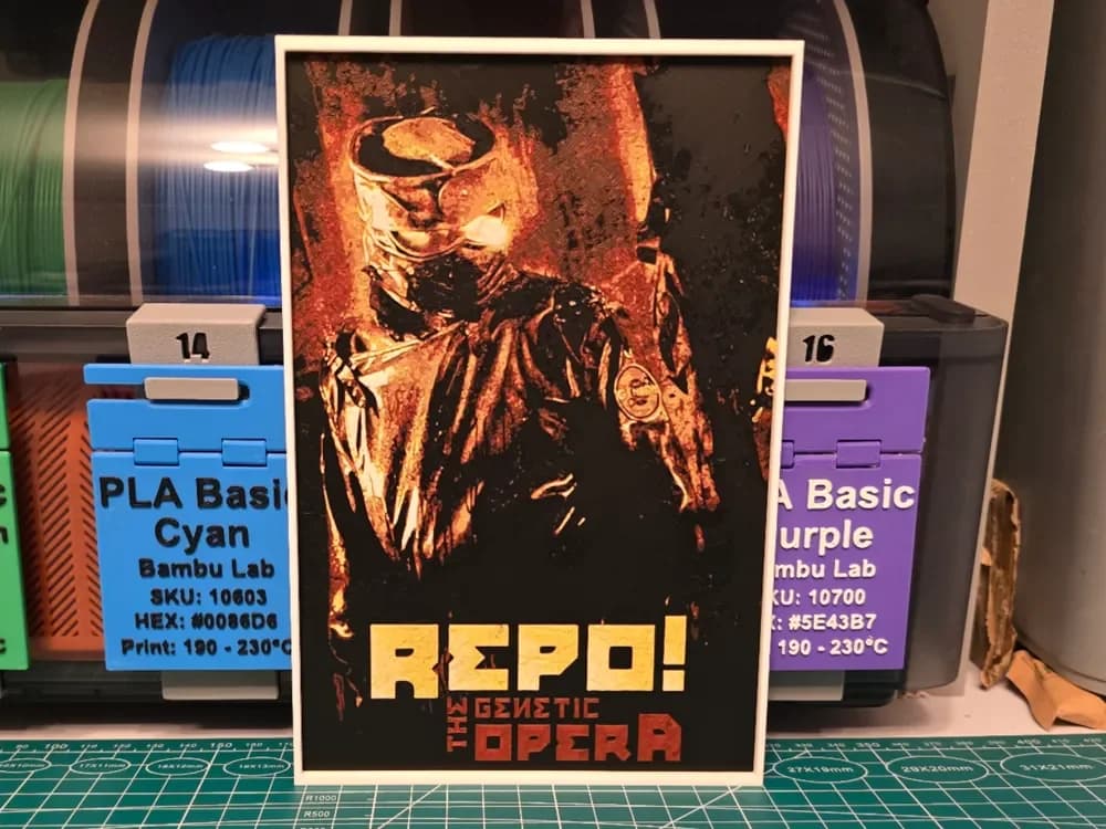 HueForge model: Repo! The Genetic Opera Movie Poster - Hueforge by Lumpy3D