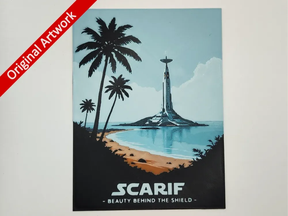 Scarif travel poster - hueforge by Altf4-Formation HueForge model: Scarif travel poster - hueforge by Altf4-Formation