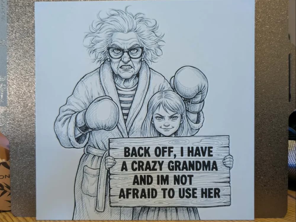 Crazy grandma - hueforge by 3dGlow HueForge model: Crazy grandma - hueforge by 3dGlow