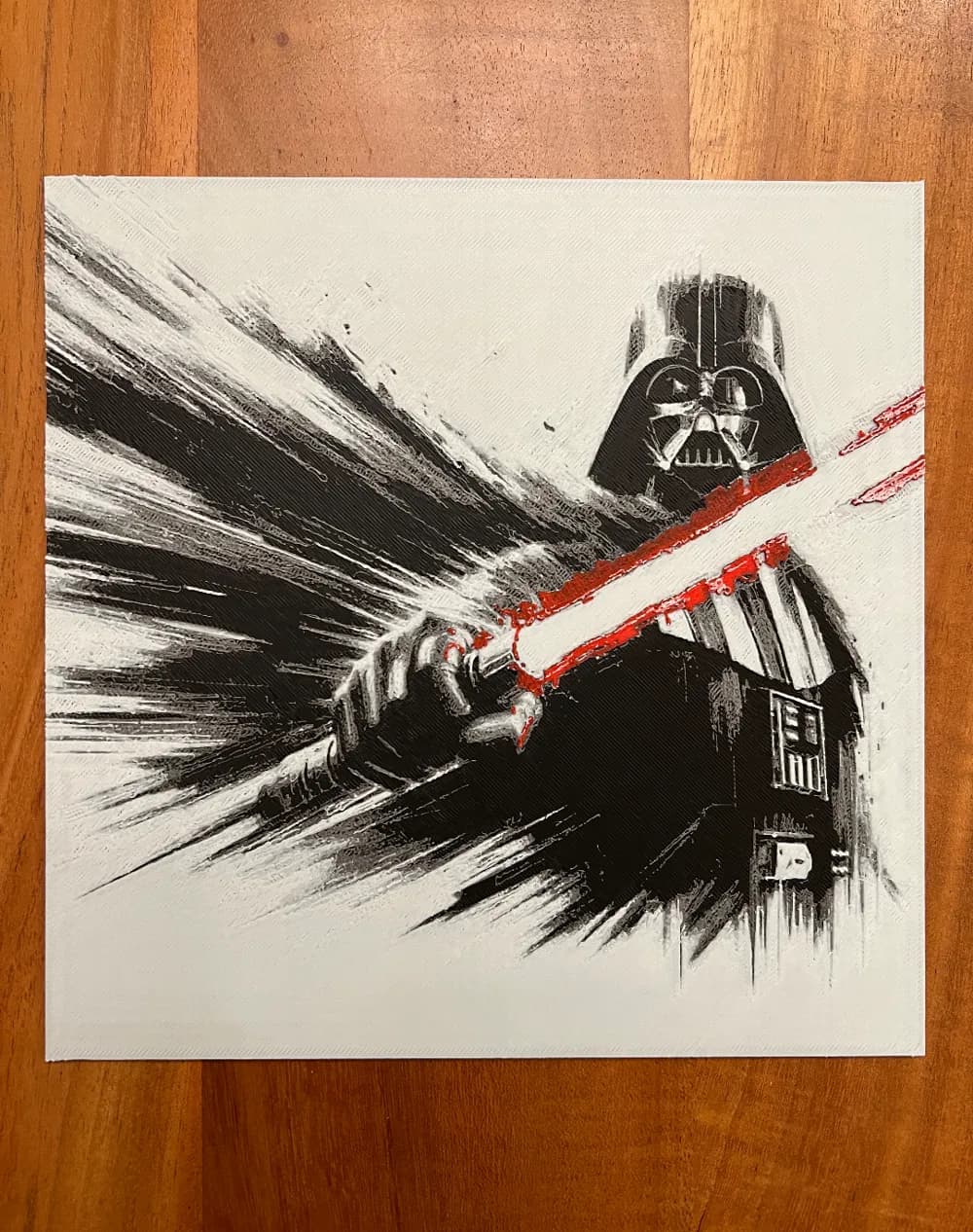 Darth Vader with Red Lightsaber 2.0 by JustBe 3D Printing HueForge model: Darth Vader with Red Lightsaber 2.0 by JustBe 3D Printing