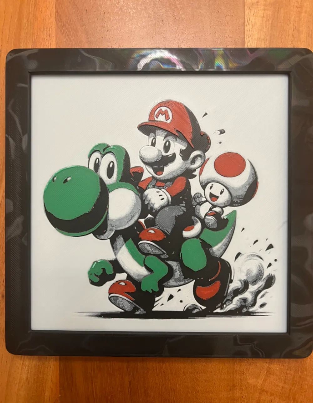 Mario and Toad Riding Yoshi by JustBe 3D Printing HueForge model: Mario and Toad Riding Yoshi by JustBe 3D Printing