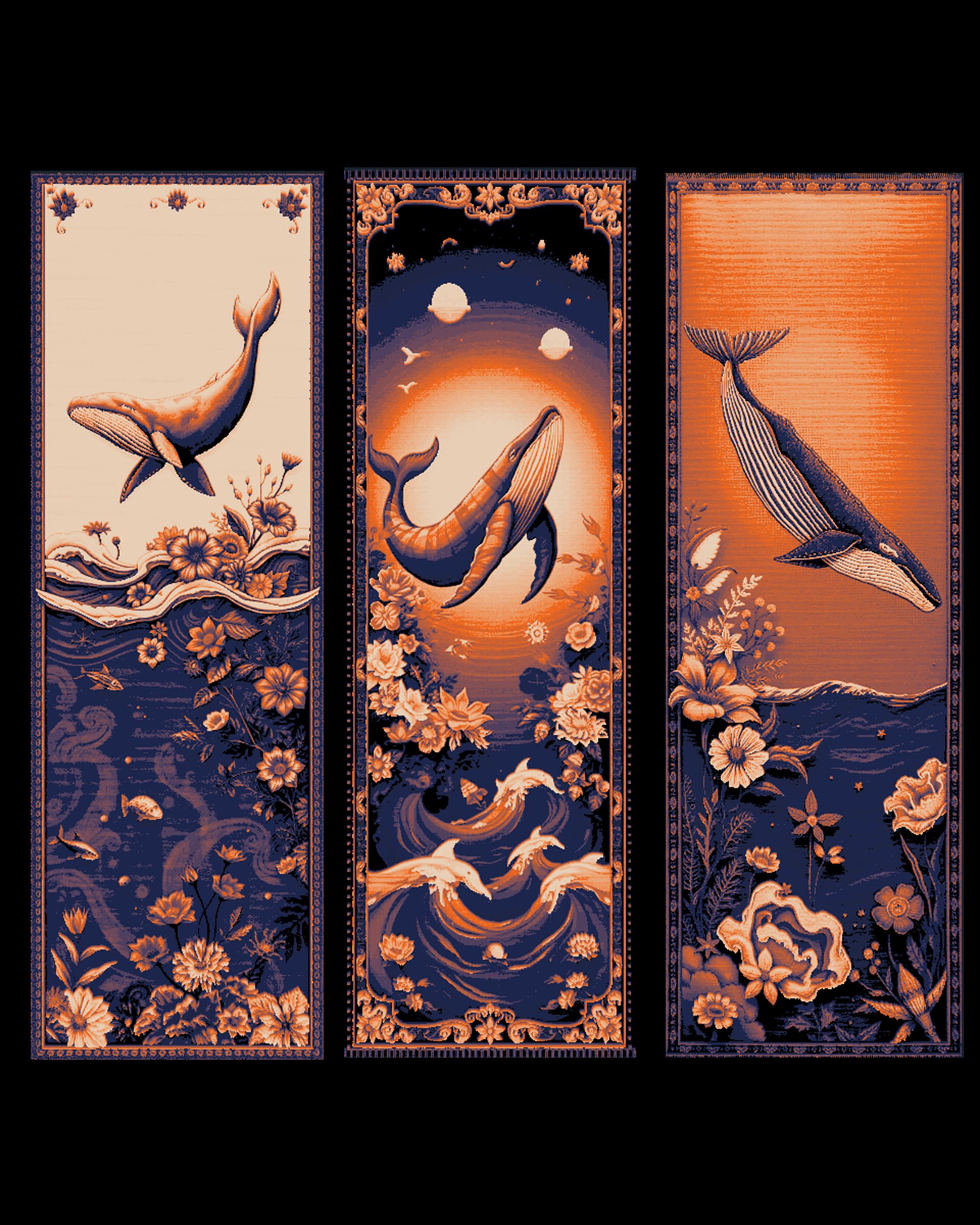 Quilts of the wonders of the sea - whales! - Set of bookmarks Quilts of the wonders of the sea - whales! - Set of bookmarks