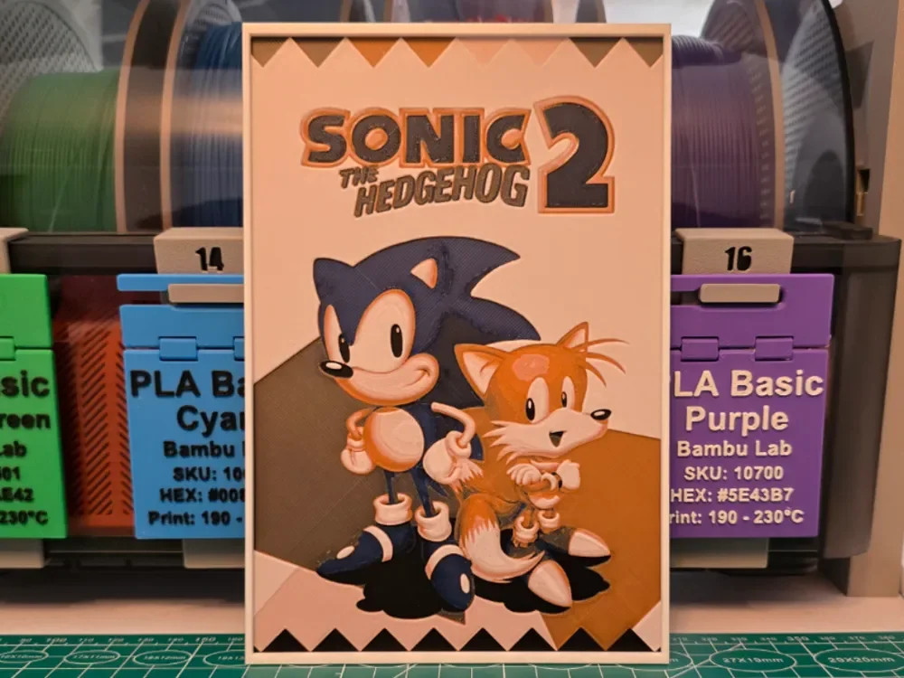 Sonic the Hedgehog 2 Game Poster - Hueforge Art by Lumpy3D HueForge model: Sonic the Hedgehog 2 Game Poster - Hueforge Art by Lumpy3D