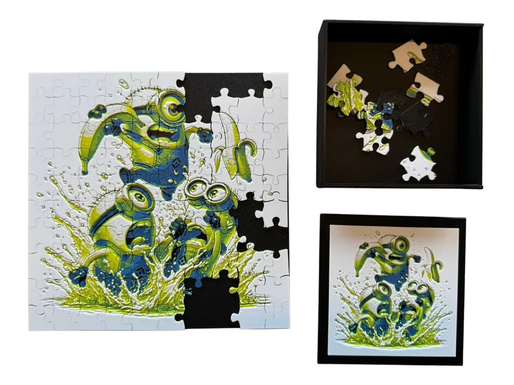 HueForge model: Minions - Banana Scramble! - Puzzle & Box Lid by Canadian Gamer
