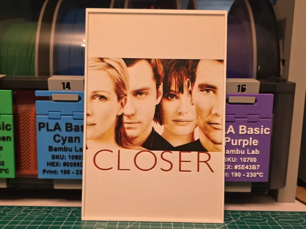 Closer Movie Poster - Hueforge Art by Lumpy3D HueForge model: Closer Movie Poster - Hueforge Art by Lumpy3D