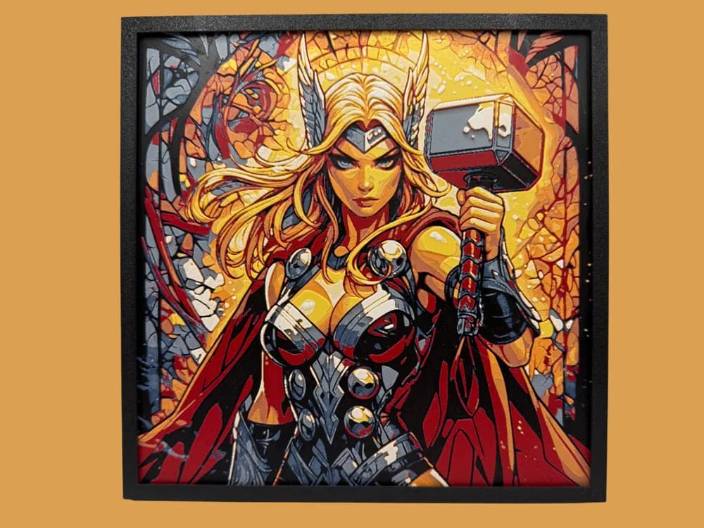 Lady Thor - Jane Foster - Stained Glass Style by Canadian Gamer HueForge model: Lady Thor - Jane Foster - Stained Glass Style by Canadian Gamer