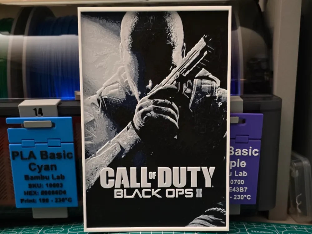 Call of Duty Black Ops II Poster - Hueforge Art by Lumpy3D HueForge model: Call of Duty Black Ops II Poster - Hueforge Art by Lumpy3D