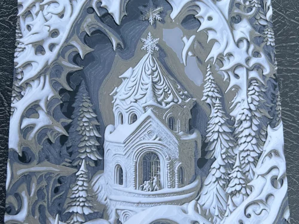snowy Christmas fairy castle by Leafy HueForge model: snowy Christmas fairy castle by Leafy