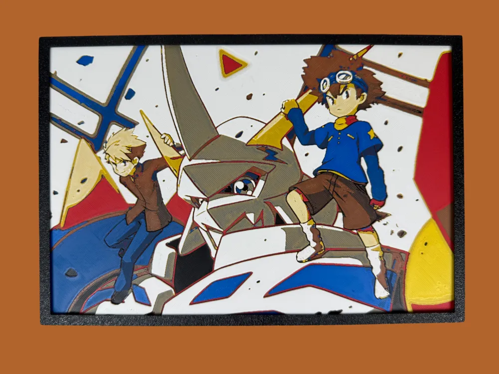 HueForge model: Omnimon, Matt, & Tai by Canadian Gamer