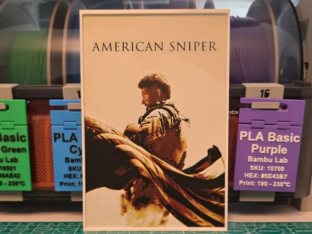 American Sniper Movie Poster - Hueforge Art by Lumpy3D HueForge model: American Sniper Movie Poster - Hueforge Art by Lumpy3D