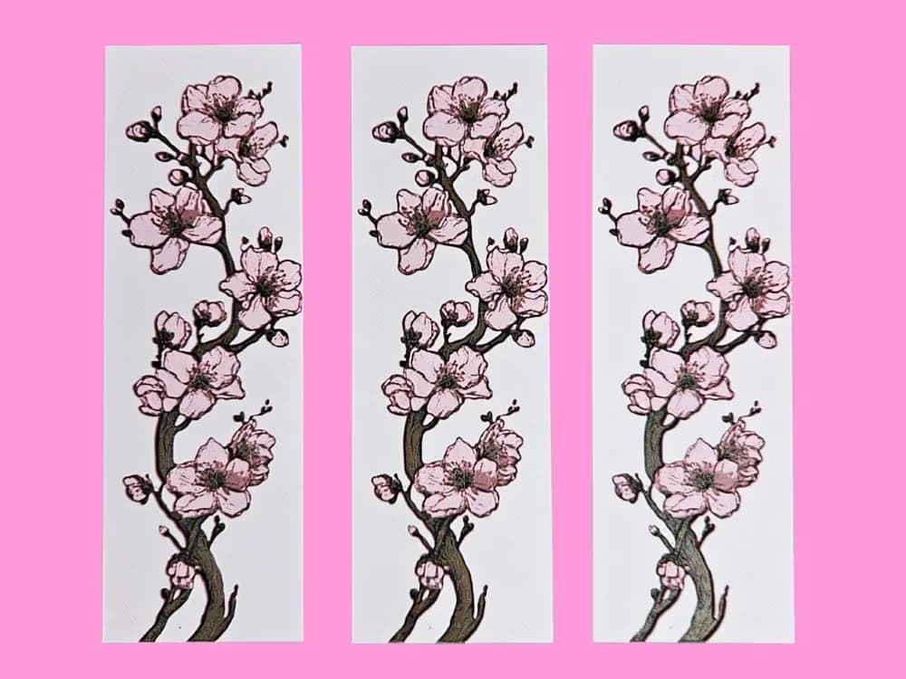 Cherry Blossom Branch Bookmark 2 by BusyKikiBee HueForge model: Cherry Blossom Branch Bookmark 2 by BusyKikiBee