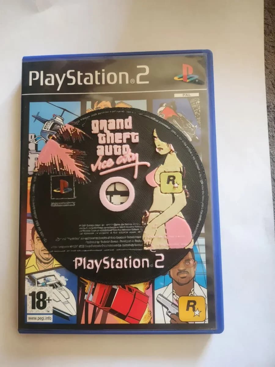Grand Theft Auto Vice City - PS2 Disc - HueForge by keko HueForge model: Grand Theft Auto Vice City - PS2 Disc - HueForge by keko
