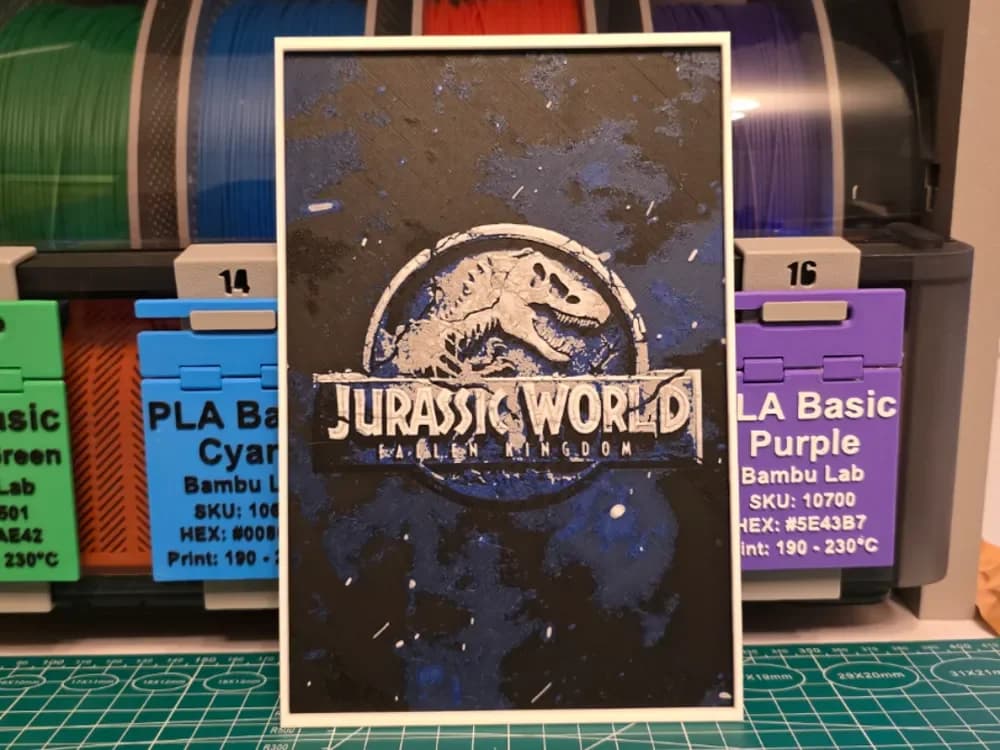 Jurassic World: Fallen Kingdom Poster - Hueforge by Lumpy3D HueForge model: Jurassic World: Fallen Kingdom Poster - Hueforge by Lumpy3D