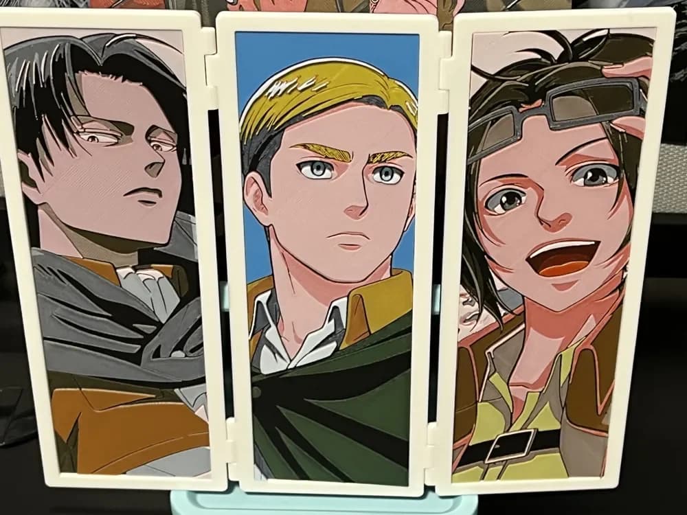 HueForge model: Attack on Titan Triptych Display: Levi Erwin Hanji by FantasyZ