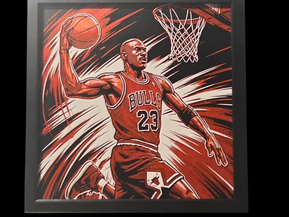 Michael Jordan Hueforge 200x200 by Side Quest Hues HueForge model: Michael Jordan Hueforge 200x200 by Side Quest Hues