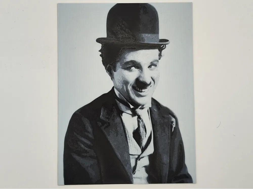 Charlie Chaplin Smiling - hueforge by Altf4-Formation HueForge model: Charlie Chaplin Smiling - hueforge by Altf4-Formation