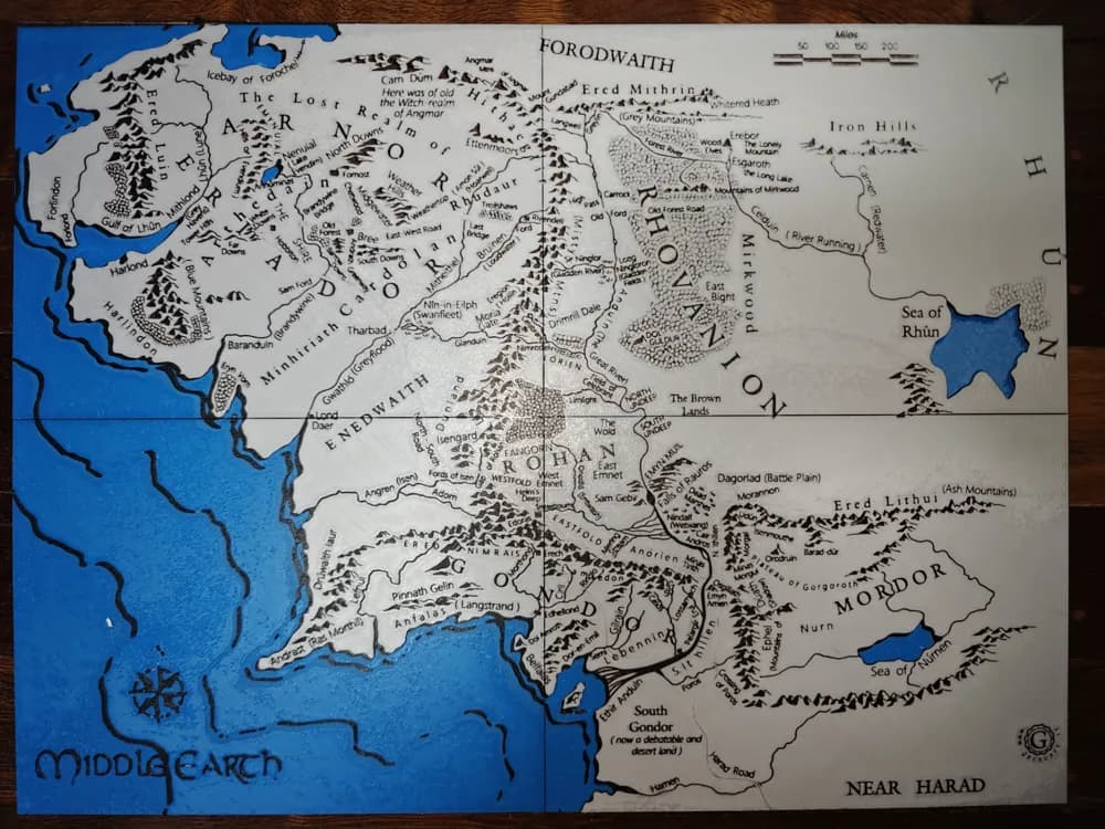 HueForge model: Middle-Earth LOTR Map by TheHueforgeLady
