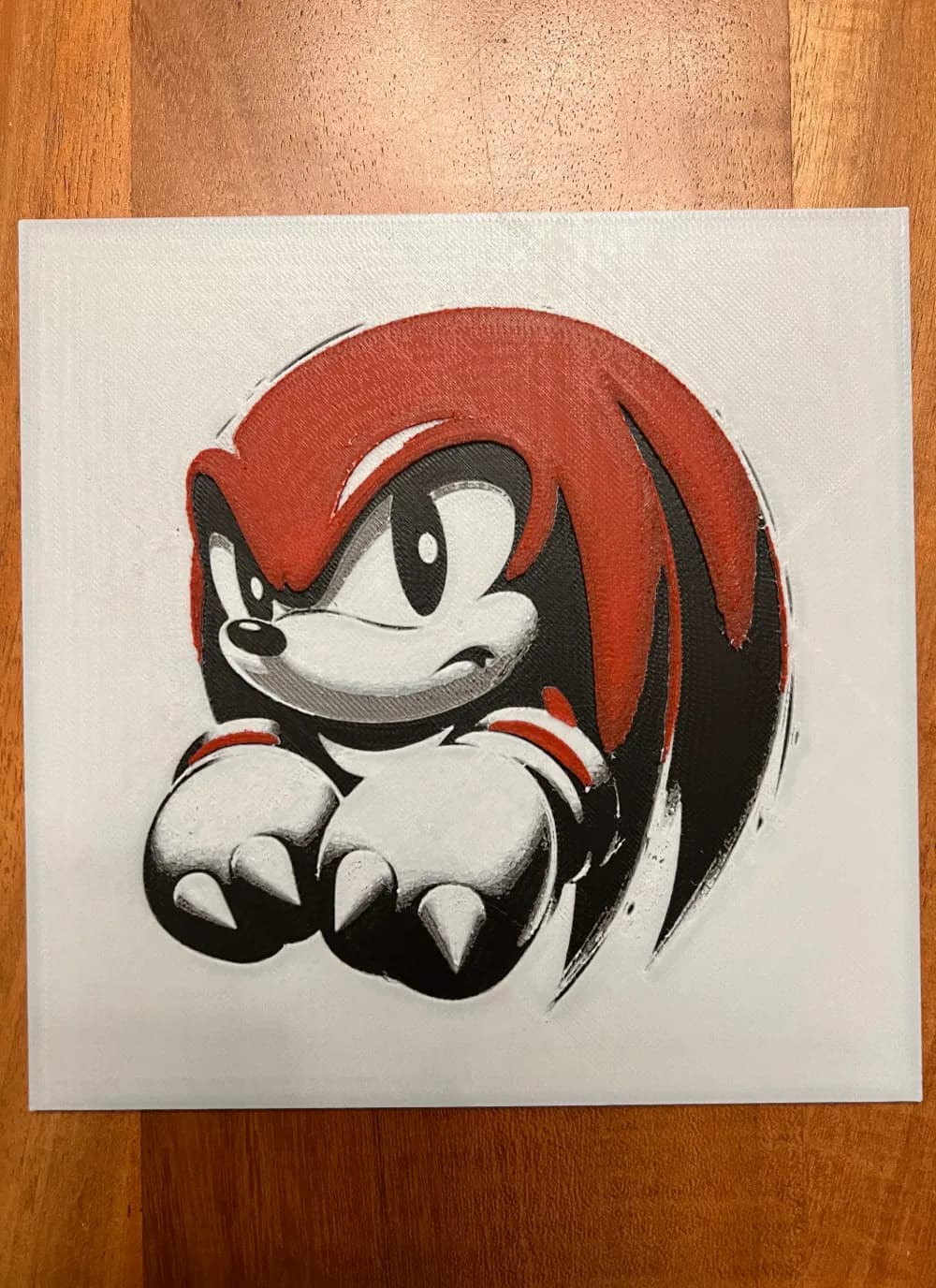 Knuckles from Sonic the Hedgehog by JustBe 3D Printing HueForge model: Knuckles from Sonic the Hedgehog by JustBe 3D Printing