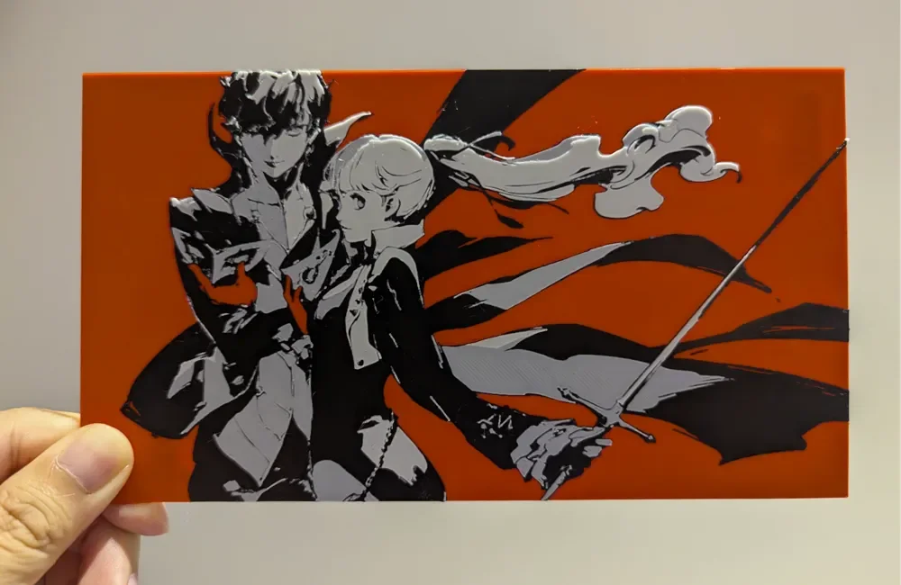 Persona 5 Royal: The Protagonist and Kasumi Yoshizawa's Hueforge by Razel HueForge model: Persona 5 Royal: The Protagonist and Kasumi Yoshizawa's Hueforge by Razel