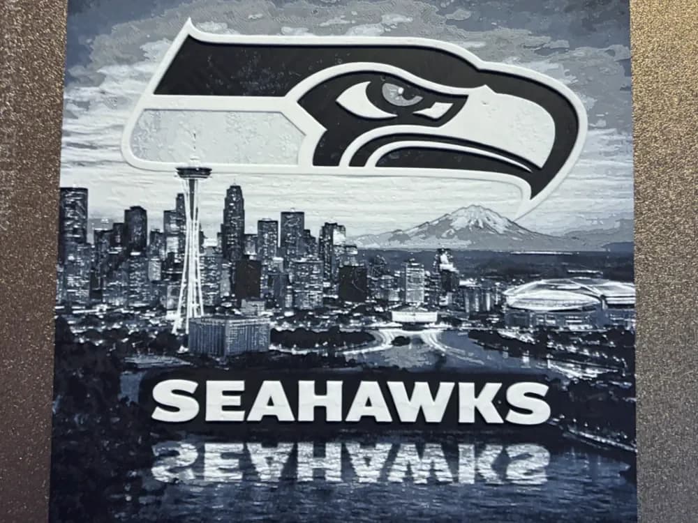Seattle Seahawks Skyline Hueforge NFL by Reeftank&more HueForge model: Seattle Seahawks Skyline Hueforge NFL by Reeftank&more