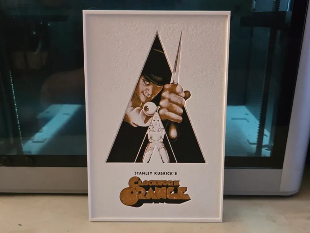 Clockwork Orange Movie Poster - Hueforge Art by Lumpy3D HueForge model: Clockwork Orange Movie Poster - Hueforge Art by Lumpy3D