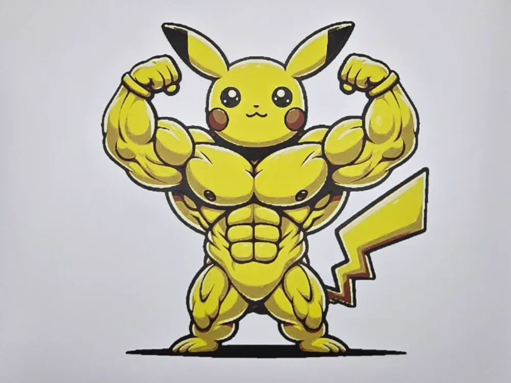 Pikachu Bodybuilder Pokémon by Kactus Fpv HueForge model: Pikachu Bodybuilder Pokémon by Kactus Fpv