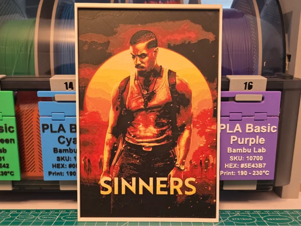 Sinners Movie Poster – Hueforge Art by Lumpy3D HueForge model: Sinners Movie Poster – Hueforge Art by Lumpy3D