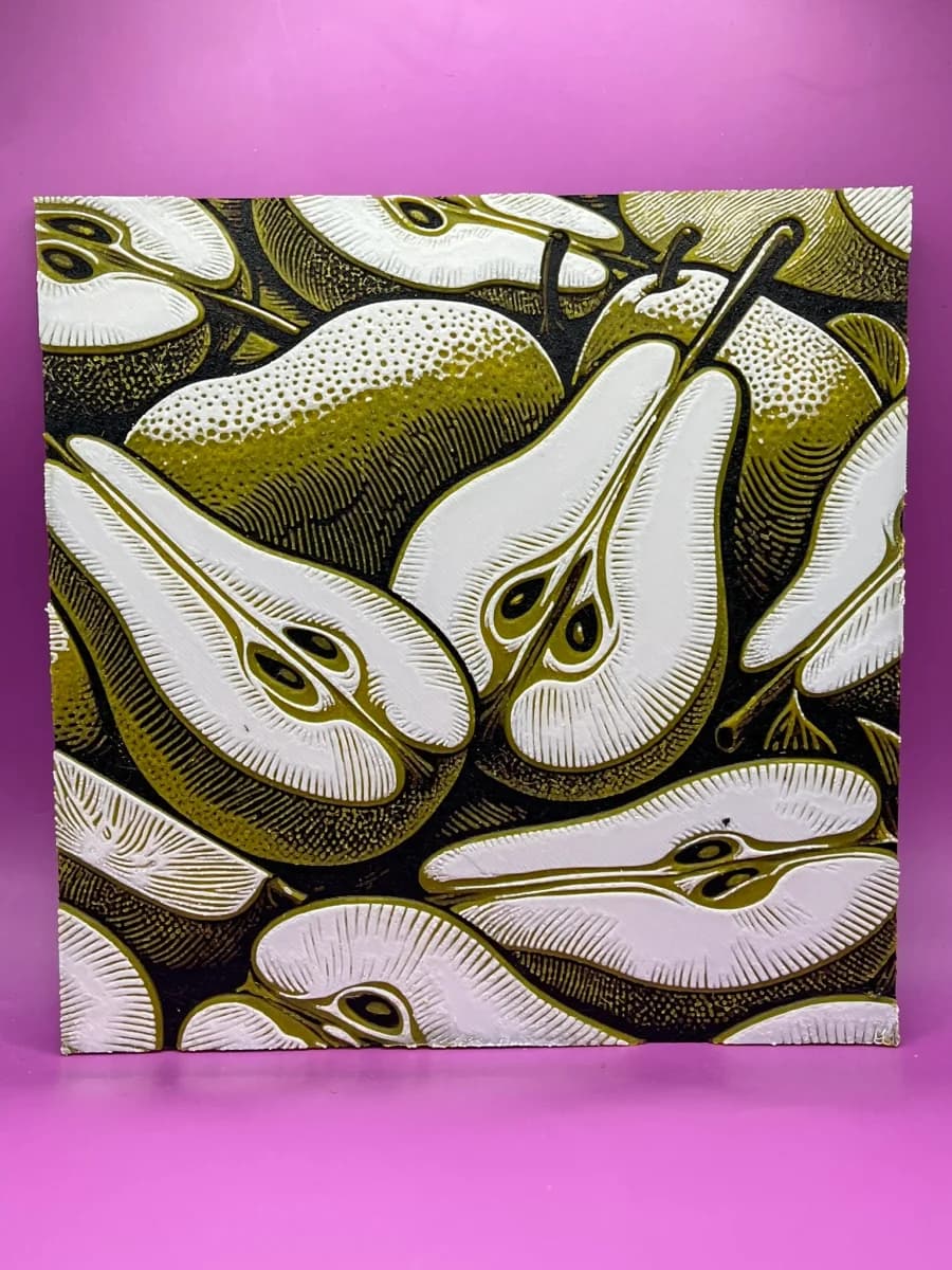 Pears Woodblock Print Fruit 3D Printed Poster HueForge