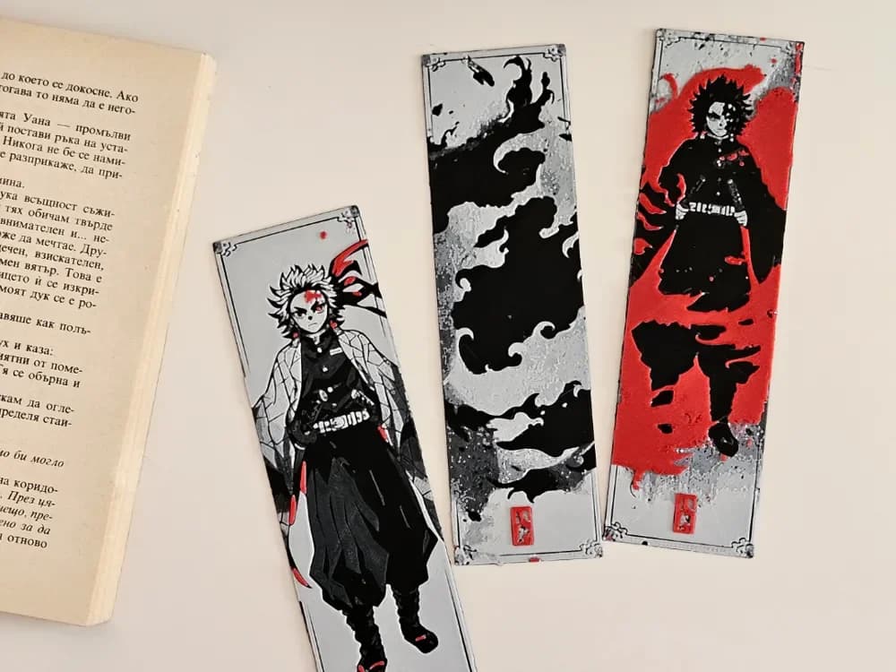 Demon Slayer - Bookmarks Set by C3D HueForge model: Demon Slayer - Bookmarks Set by C3D