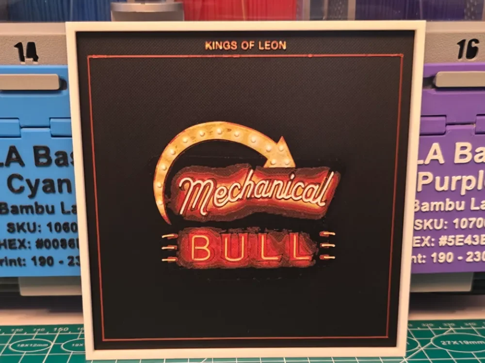 Kings Of Leon "Mechanical Bull" Album - Hueforge by Lumpy3D HueForge model: Kings Of Leon "Mechanical Bull" Album - Hueforge by Lumpy3D