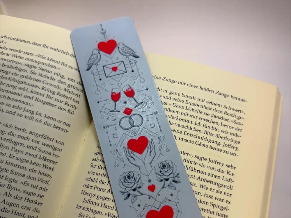 Romantic Bookmark – Hearts & Love - Valentine by Loupes HueForge model: Romantic Bookmark – Hearts & Love - Valentine by Loupes