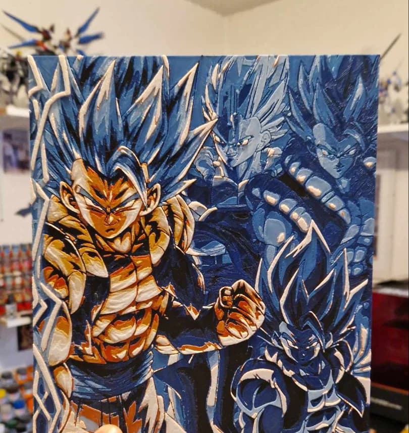 Dragon Ball - Gogeta Blue Hueforge (2) by Dakiren HueForge model: Dragon Ball - Gogeta Blue Hueforge (2) by Dakiren