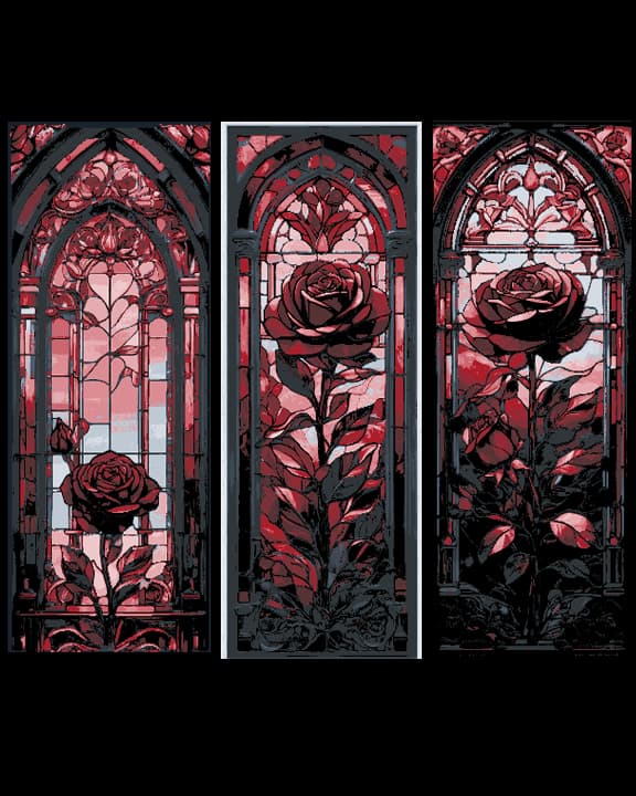 Blood Red Rose Frozen in a Stained Glass Window - Set of 3 Bookmarks Blood Red Rose Frozen in a Stained Glass Window - Set of 3 Bookmarks
