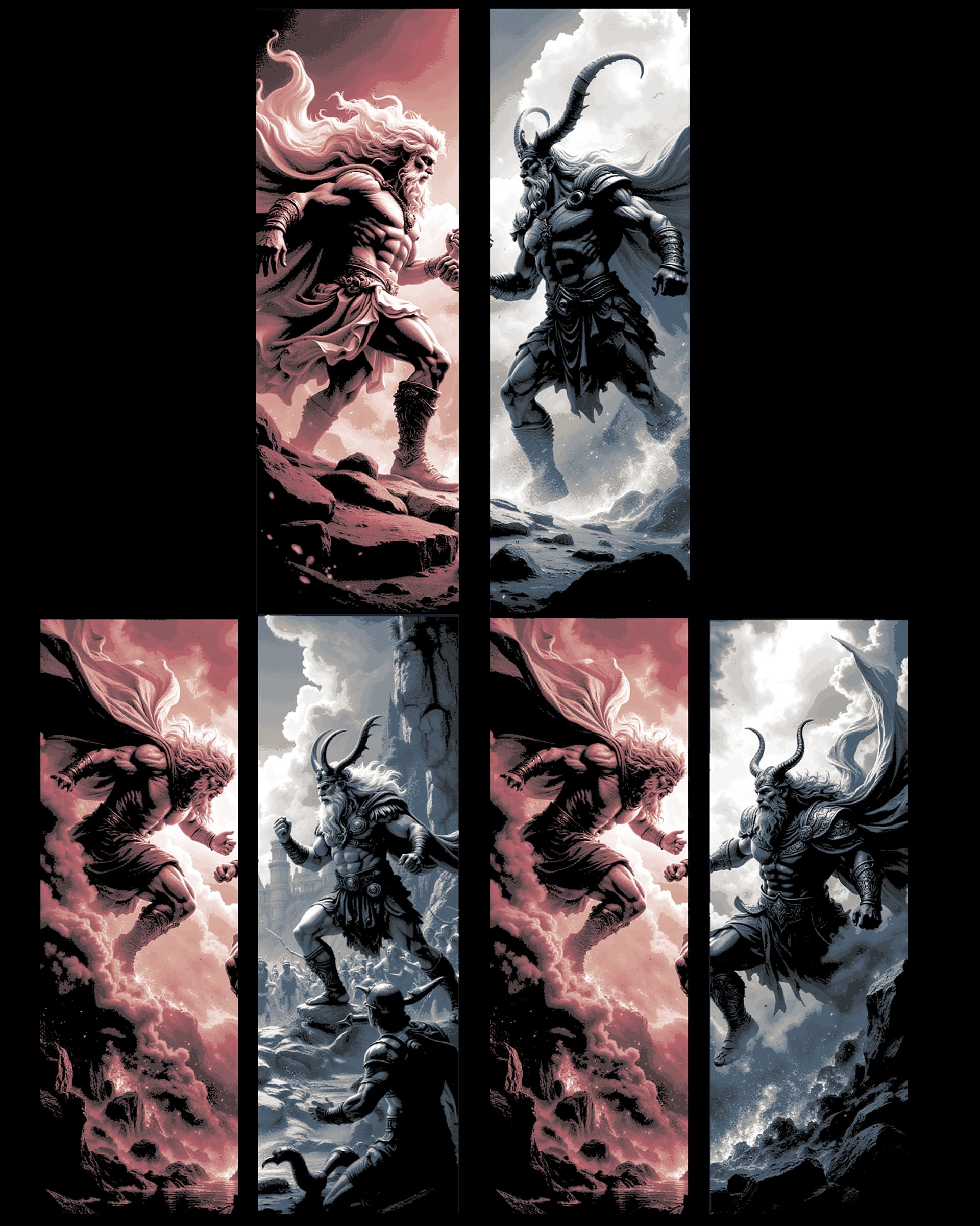 The gods at war - Odin versus Zeus - Set of 6 Bookmarks by BooneCo3d HueForge model: The gods at war - Odin versus Zeus - Set of 6 Bookmarks by BooneCo3d