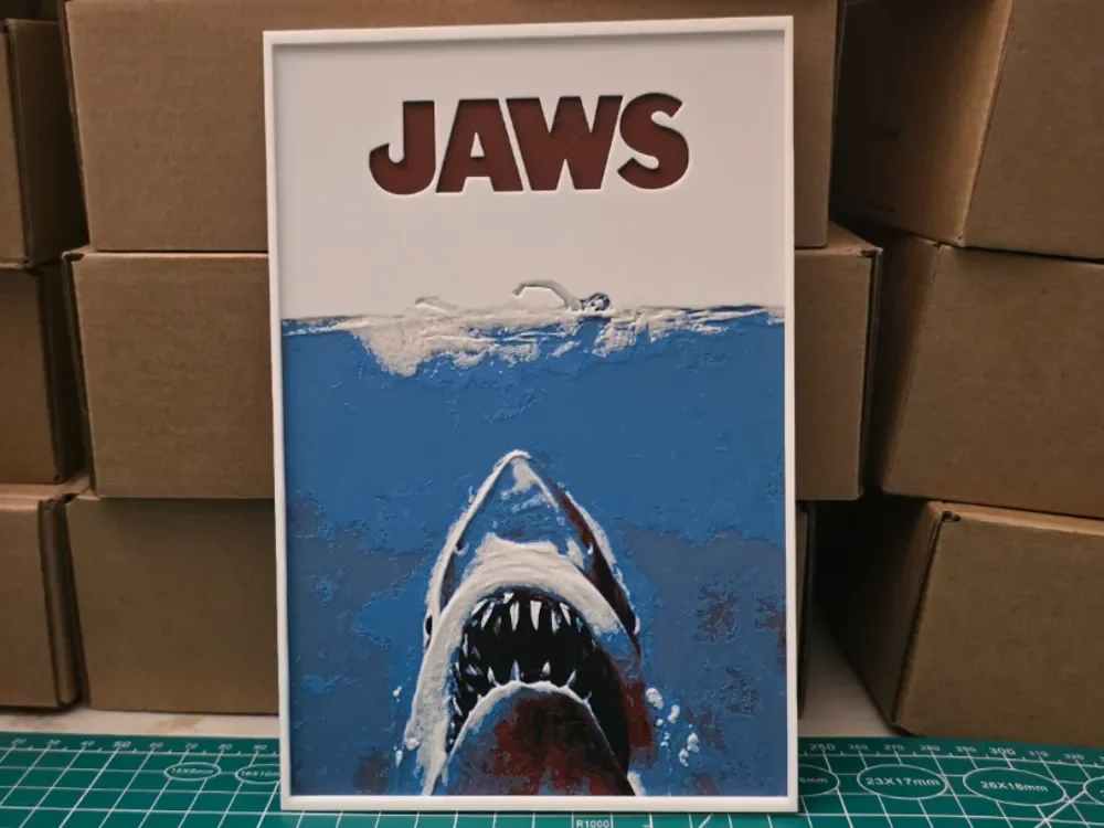 Jaws Movie Poster - Hueforge Art by Lumpy3D HueForge model: Jaws Movie Poster - Hueforge Art by Lumpy3D