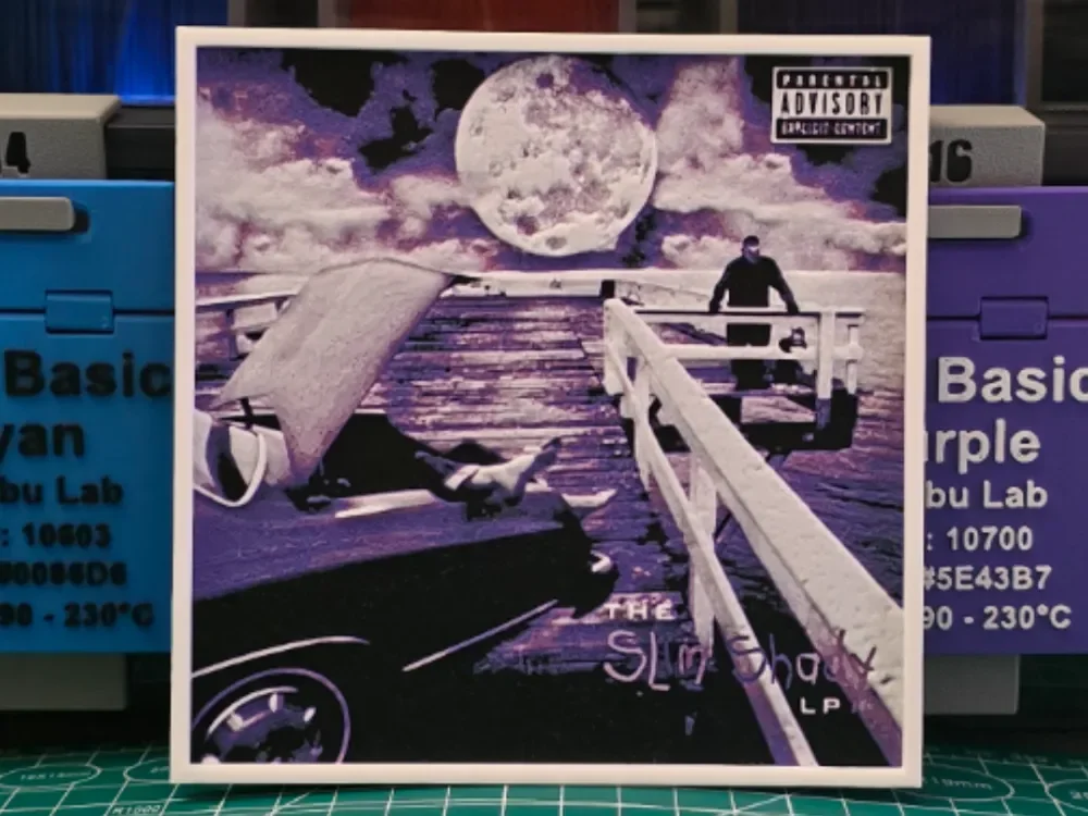 Eminem "The Slim Shady LP" Album - Hueforge Art by Lumpy3D HueForge model: Eminem "The Slim Shady LP" Album - Hueforge Art by Lumpy3D
