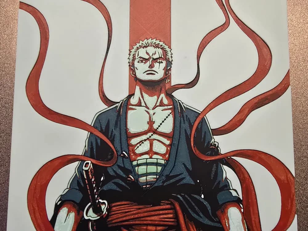 One Piece - Roronoa Zoro Hueforge by 3D-Mentiel HueForge model: One Piece - Roronoa Zoro Hueforge by 3D-Mentiel