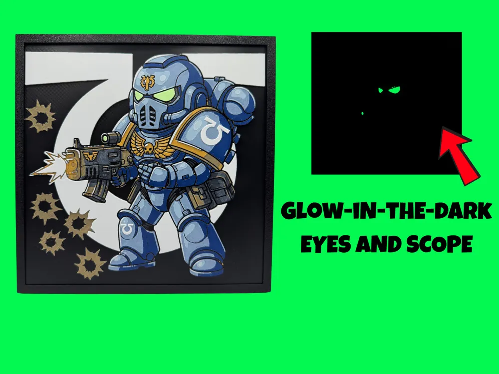 HueForge model: Ultramarine - Chibi Edition - Glow in the Dark by Canadian Gamer