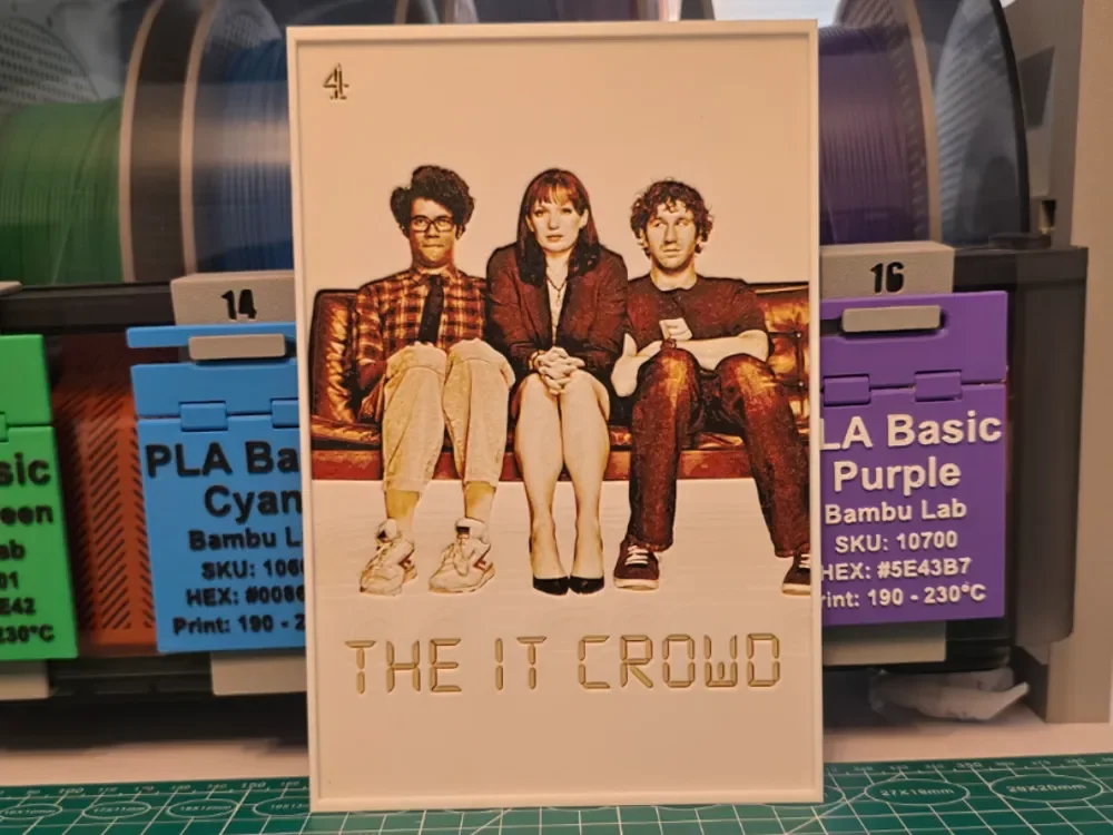 The IT Crowd Poster - Hueforge Art by Lumpy3D HueForge model: The IT Crowd Poster - Hueforge Art by Lumpy3D