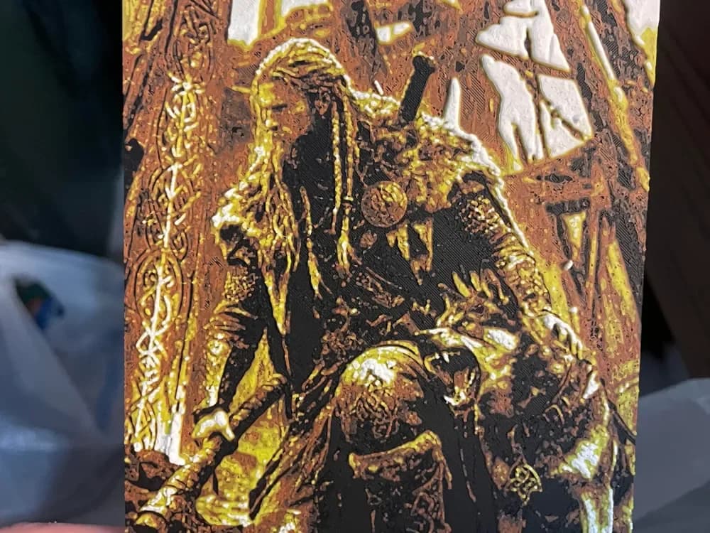 Viking Warrior and his Dog Hueforge by Advancedtechworldwide HueForge model: Viking Warrior and his Dog Hueforge by Advancedtechworldwide