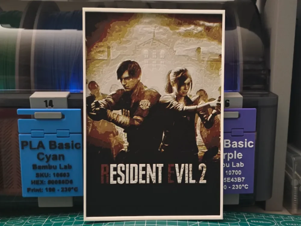 Resident Evil 2 Poster - Hueforge Art by Lumpy3D HueForge model: Resident Evil 2 Poster - Hueforge Art by Lumpy3D