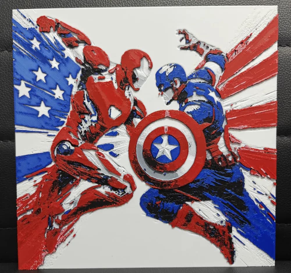 HueForge model: Ironman vs Captain America by TheHueforgeLady