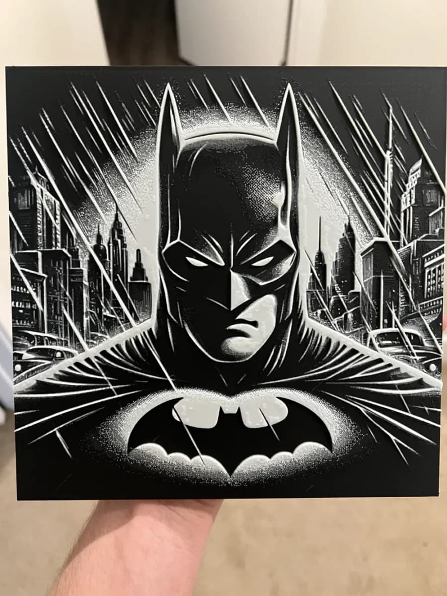 Batman Comic Style Art Sign Hueforge by RP47 Designs HueForge model: Batman Comic Style Art Sign Hueforge by RP47 Designs