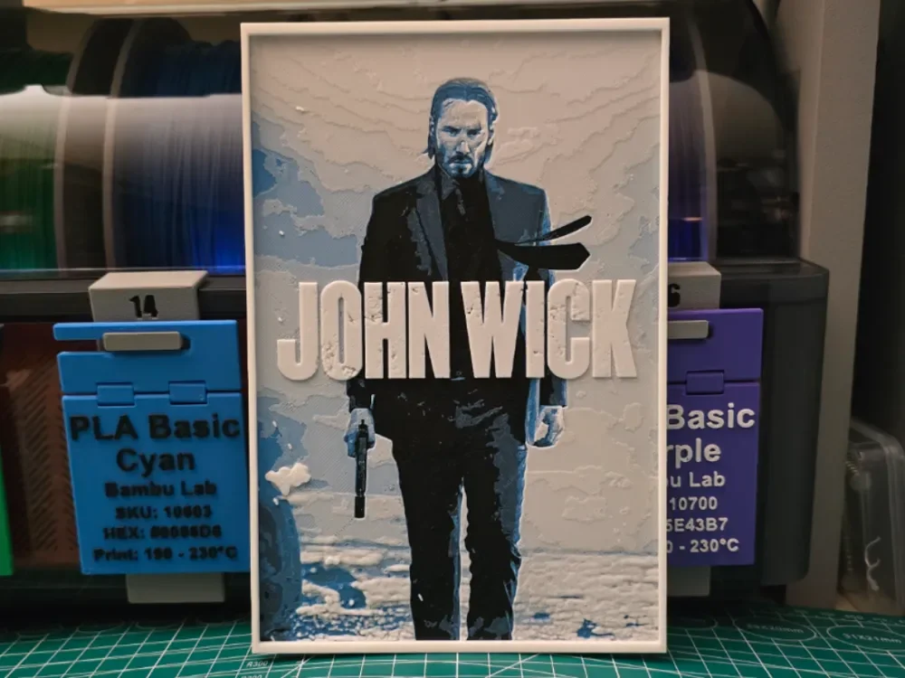 HueForge model: John Wick Movie Poster – Hueforge Art by Lumpy3D