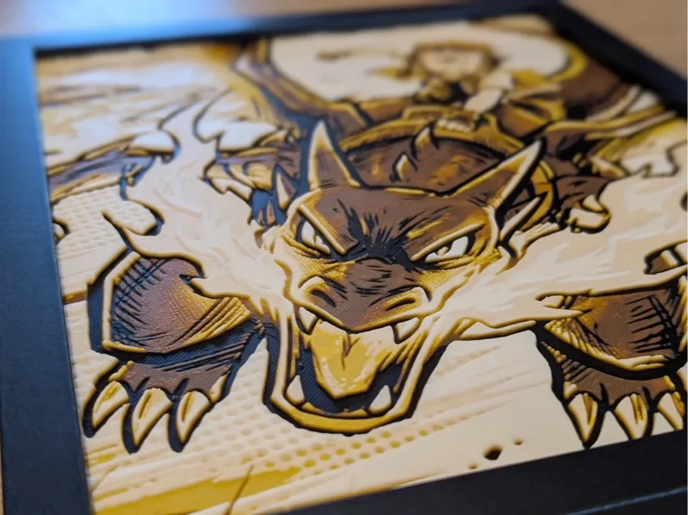 Charizard & Ash Hueforge 8x10 Large by Nextopia HueForge model: Charizard & Ash Hueforge 8x10 Large by Nextopia