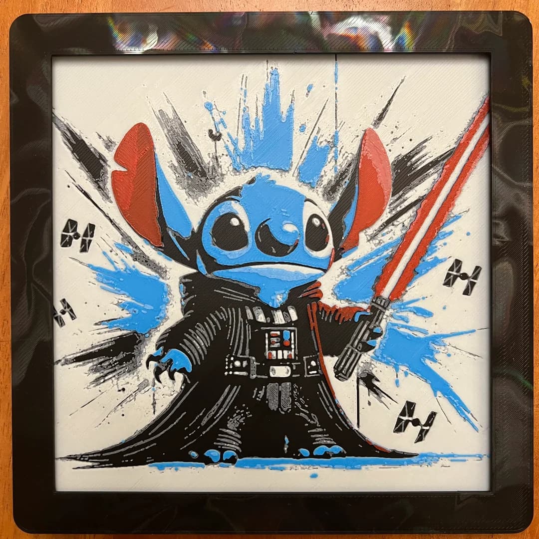 Stitch Dressed as Darth Vader by JustBe 3D Printing HueForge model: Stitch Dressed as Darth Vader by JustBe 3D Printing