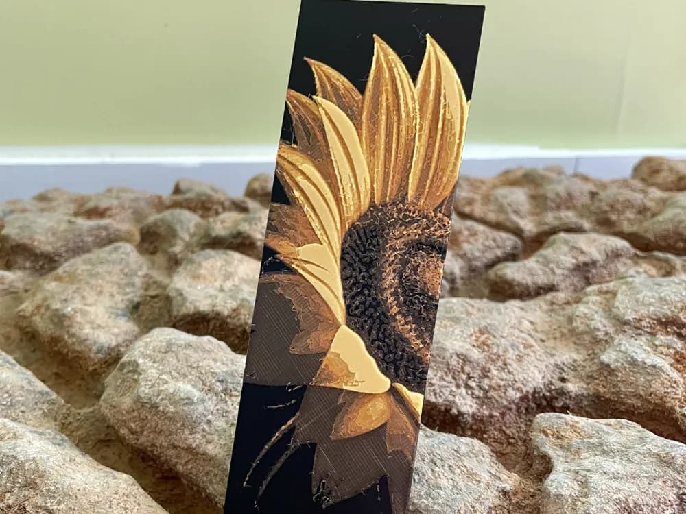 Sunflower Bookmark by 3D_Forged HueForge model: Sunflower Bookmark by 3D_Forged